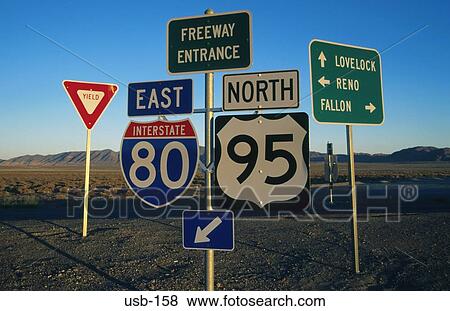 Road Signs Nevada USA View Large Photo Image Stock Photo - Road Signs Nevada USA. Fotosearch