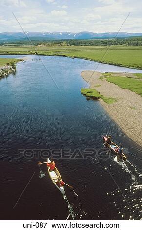 Rowers on Scottish River UK View Large Photo Image Stock Photo - Rowers on Scottish River UK. Fotosearch