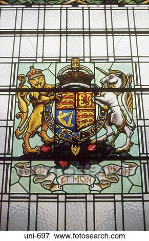 Royal Coat of Arms in Coloured Glass View Large Photo Image Stock Photo - Royal Coat of Arms in Coloured Glass. Fotosearch