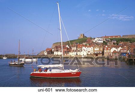 Sailing Boat in Whitby Harbour UK View Large Photo Image Stock Image - Sailing Boat in Whitby Harbour UK. Fotosearch