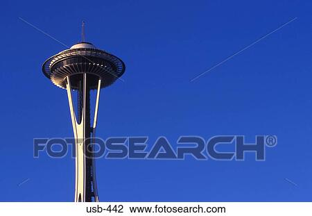 Seattle Space Needle against Blue Sky USA View Large Photo Image Stock Image - Seattle Space Needle against Blue Sky USA. Fotosearch