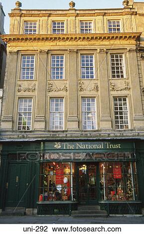 Stock Image - Shop and Classical Facade Bath UK. Fotosearch
