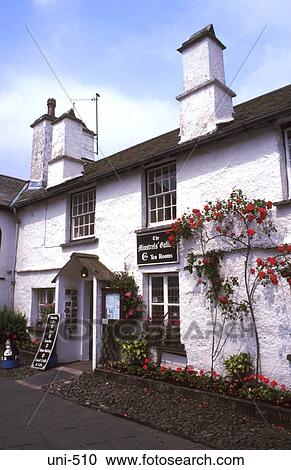 Stock Image - Small Tea Shop in Lake District Village UK. Fotosearch
