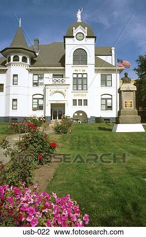 Stock Image - Small Town School Building Pomeroy Washington USA. Fotosearch