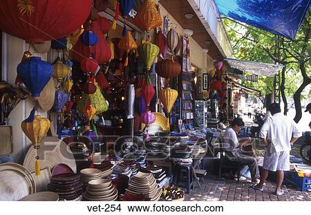 Picture - Stall Selling Paper Lanterns Hanoi Vietnam. Fotosearch