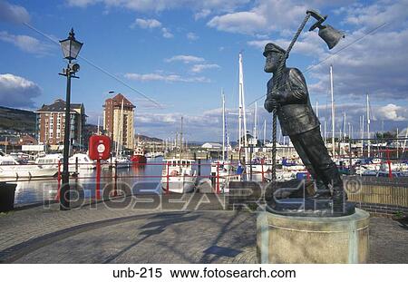 Statue of Captain Cat Swansea Wales UK View Large Photo Image Stock Photography - Statue of Captain Cat Swansea Wales UK. Fotosearch