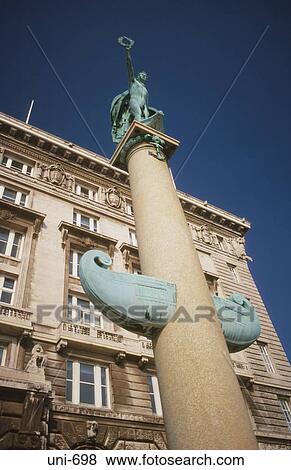Statue on Column Liverpool UK View Large Photo Image Stock Photo - Statue on Column Liverpool UK. Fotosearch