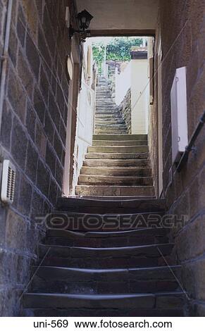 Steps between Buildings Robin Hoods Bay UK View Large Photo Image Stock Photo - Steps between Buildings Robin Hoods Bay UK. Fotosearch