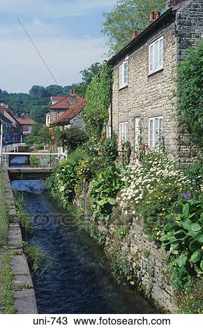 Stream and Cottage Yorkshire England UK View Large Photo Image Stock Image - Stream and Cottage Yorkshire England UK. Fotosearch