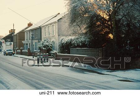 Streets Covered in Snow Loughor Wales UK View Large Photo Image Stock Image - Streets Covered in Snow Loughor Wales UK. Fotosearch