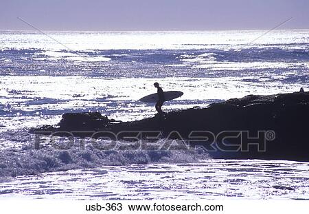 Surfer Carrying Board Silhouetted against Sea USA View Large Photo Image Stock Image - Surfer Carrying Board Silhouetted against Sea USA. Fotosearch