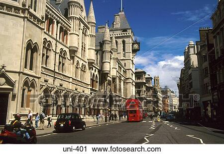 Stock Image - The Strand and Royal Courts of Justice London UK. Fotosearch