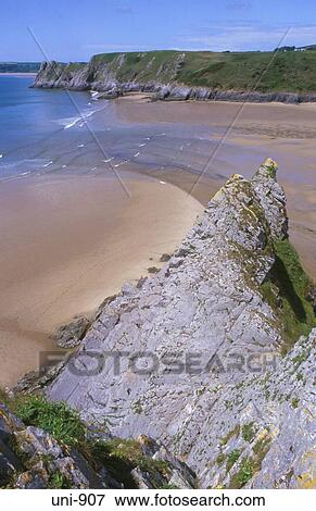 Three Cliffs Bay the Gower Wales UK View Large Photo Image Stock Photo - Three Cliffs Bay the Gower Wales UK. Fotosearch