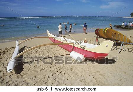 Stock Image - Traditional Boat Oahu Hawaii USA. Fotosearch