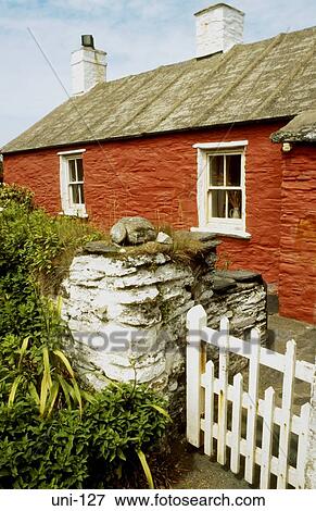 Traditional Painted Stone Cottage Rural Wales UK View Large Photo Image Stock Photo - Traditional Painted Stone Cottage Rural Wales UK. Fotosearch