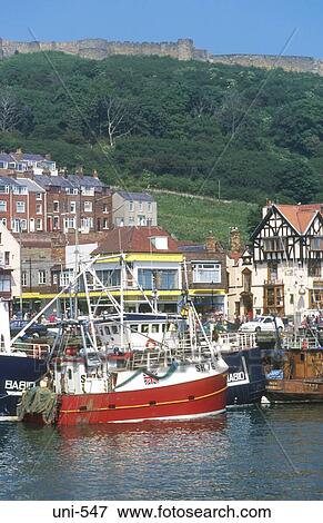 Trawlers Beneath Scarborough Castle View Large Photo Image Stock Photo - Trawlers Beneath Scarborough Castle. Fotosearch