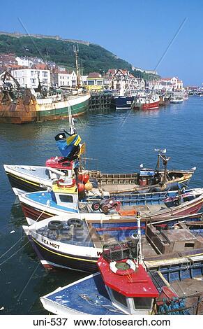 Trawlers in Scarborough Harbour UK View Large Photo Image Stock Photo - Trawlers in Scarborough Harbour UK. Fotosearch