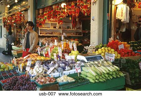 Vegetables on Market Stall Seattle USA View Large Photo Image Stock Photo - Vegetables on Market Stall Seattle USA. Fotosearch