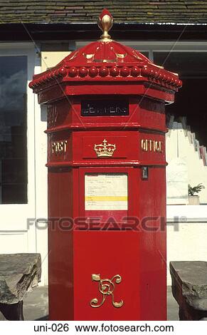 Stock Photograph - Victorian Red Post Box Scotland UK. Fotosearch