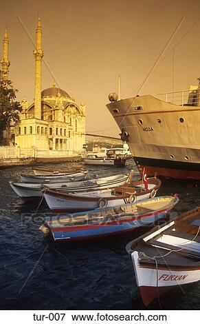 View across Boats of the Ortakoy Mosque Istanbul Turkey View Large Photo Image Stock Photo - View across Boats of the Ortakoy Mosque Istanbul Turkey. Fotosearch