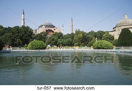Stock Photo - View across Lake of St. Sophia Museum Istanbul Turkey. Fotosearch