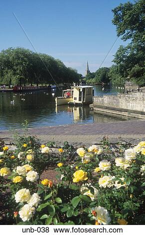 Stock Photo - View along River Stratford upon Avon Warwickshire UK. Fotosearch