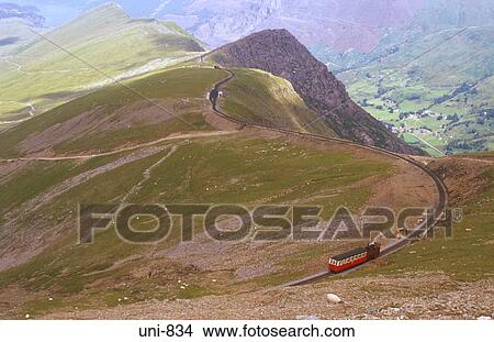 View of Snowdon Mountain Railway Snowdonia National Park Wales UK View Large Photo Image Picture - View of Snowdon Mountain Railway Snowdonia National Park Wales UK. Fotosearch