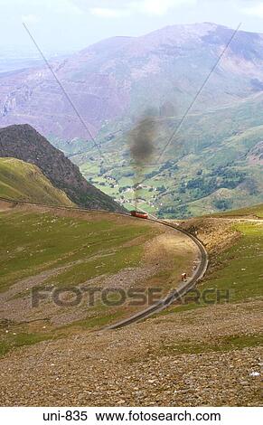 View of Snowdon Mountain Railway Snowdonia National Park Wales UK View Large Photo Image Stock Photography - View of Snowdon Mountain Railway Snowdonia National Park Wales UK. Fotosearch