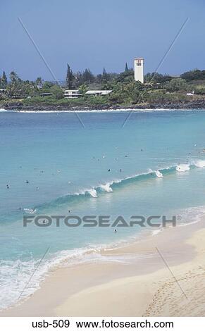 View of Waimea Bay Beach Oahu Hawaii USA View Large Photo Image Stock Photo - View of Waimea Bay Beach Oahu Hawaii USA. Fotosearch