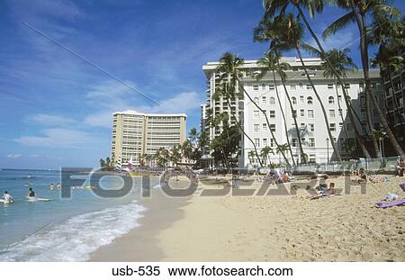 Waikiki Beach Hawaii USA View Large Photo Image Stock Photography - Waikiki Beach Hawaii USA. Fotosearch