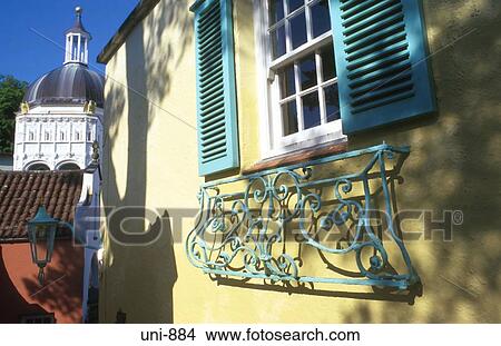 Picture - Wallscape Portmeirion Wales UK. Fotosearch