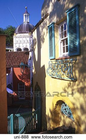 Wallscape Portmeirion Wales UK View Large Photo Image Stock Photo - Wallscape Portmeirion Wales UK. Fotosearch