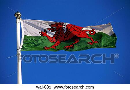 Stock Photography - Welsh National Flag (Wales). Fotosearch