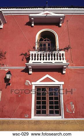 White Balcony in Red Wall Colombia View Large Photo Image Stock Photo - White Balcony in Red Wall Colombia. Fotosearch
