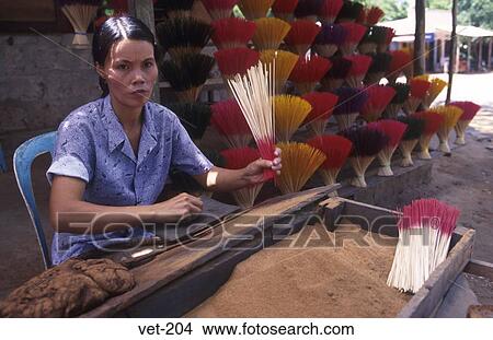Woman Bundling Incense Sticks Vietnam View Large Photo Image Picture - Woman Bundling Incense Sticks Vietnam. Fotosearch