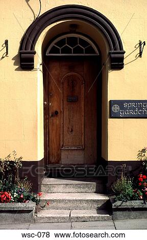 Stock Photo - Wooden Door to House in Wales UK. Fotosearch