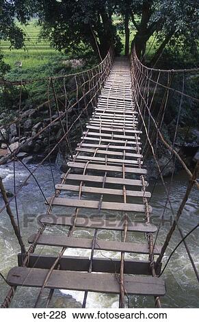 Wooden Rope Bridge Sapa Vietnam View Large Photo Image Stock Photo - Wooden Rope Bridge Sapa Vietnam. Fotosearch