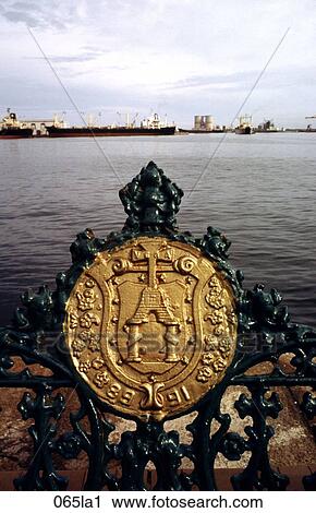 Stock Image - Emblem, Harbour, GOLD, AMERICA. Fotosearch