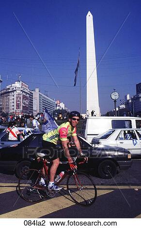 Stock Image - Argentina, Cyclist, Buenos, Aires. Fotosearch