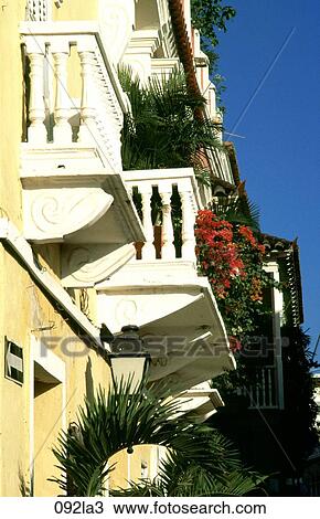 Stock Image - ARCHITECTURE, Colombia, Catagena, BALCONY, AMERICA. Fotosearch
