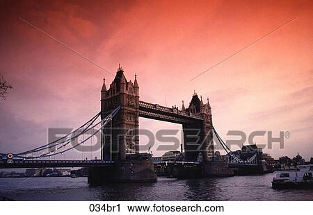 Stock Image - Bridge, ENGLAND, GOTHIC, LANDMARK, London. Fotosearch