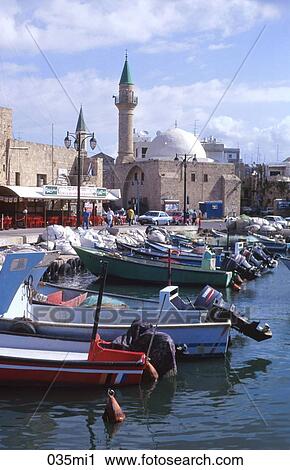 Stock Image - Boats, FISHING, East, Akko. Fotosearch