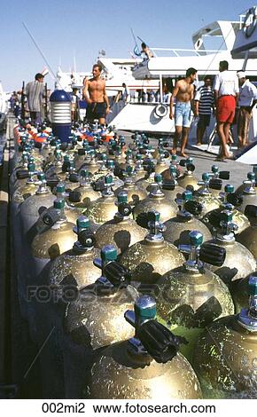 Stock Image - Cylinders, el-Sheik, Egypt, Diving, AFRICA. Fotosearch