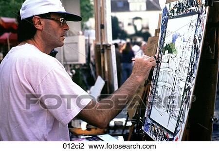 Artist, Montmatre, France, ART View Large Photo Image Stock Image - Artist, Montmatre, France, ART. Fotosearch