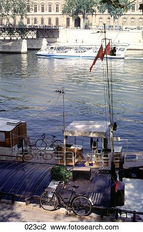 BICYCLE, Boat, France, Moored View Large Photo Image Stock Image - BICYCLE, Boat, France, Moored. Fotosearch