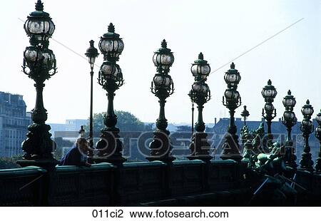 Bridge, LAMPPOST, III, France, Alexander View Large Photo Image Stock Image - Bridge, LAMPPOST, III, France, Alexander. Fotosearch