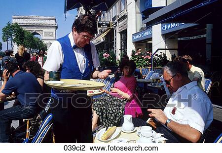Stock Image - Cafe, Customers, CHAMPS-ELYSEES, ARC. Fotosearch