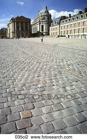 Stock Image - Cobbled, COBBLES, Courtyard, France. Fotosearch