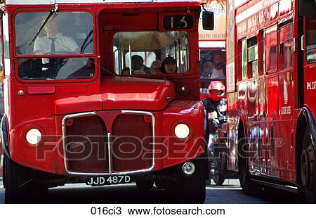 Stock Image - Bus, Decker, Double, England, Front. Fotosearch