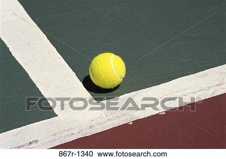 Stock Image - ball, tennis, accuracy, clay, court, line. Fotosearch